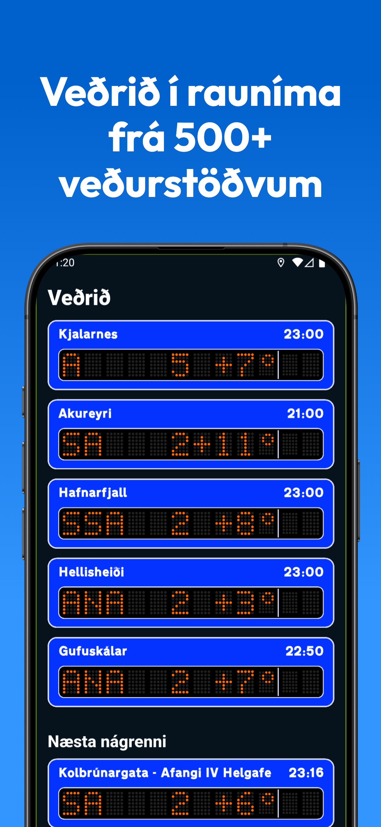 Veðrið appið í rauntíma frá yfir 500 veðurstöðvum